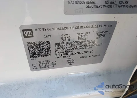 2022 GMC Sierra 1500 Limited 4Wd Short Box At4 from USA, damaged, VIN 3GTP9EELXNG157610